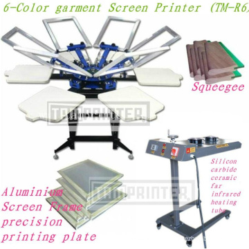 TM-R6k Full Set 6-Color Rotary Seda máquina de impresión de pantalla